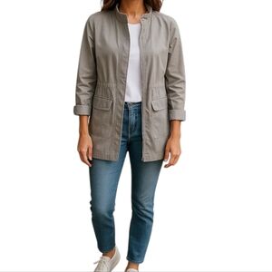 Eileen Fisher Satin Sheen Funnel-Neck Trench Coat